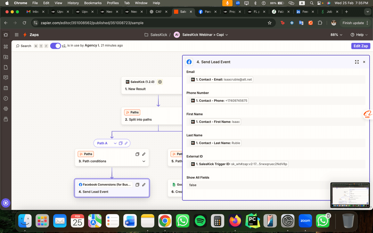 Zapier Webinar Funnel - SalesKick to Facebook Conversions API 1