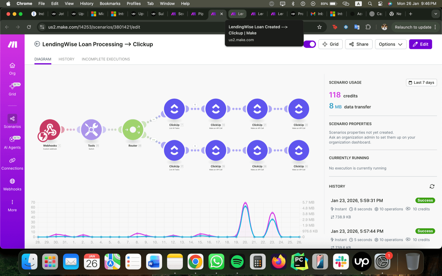 Loan Processing Automation - Make.com, LendingWise & ClickUp dashboard preview